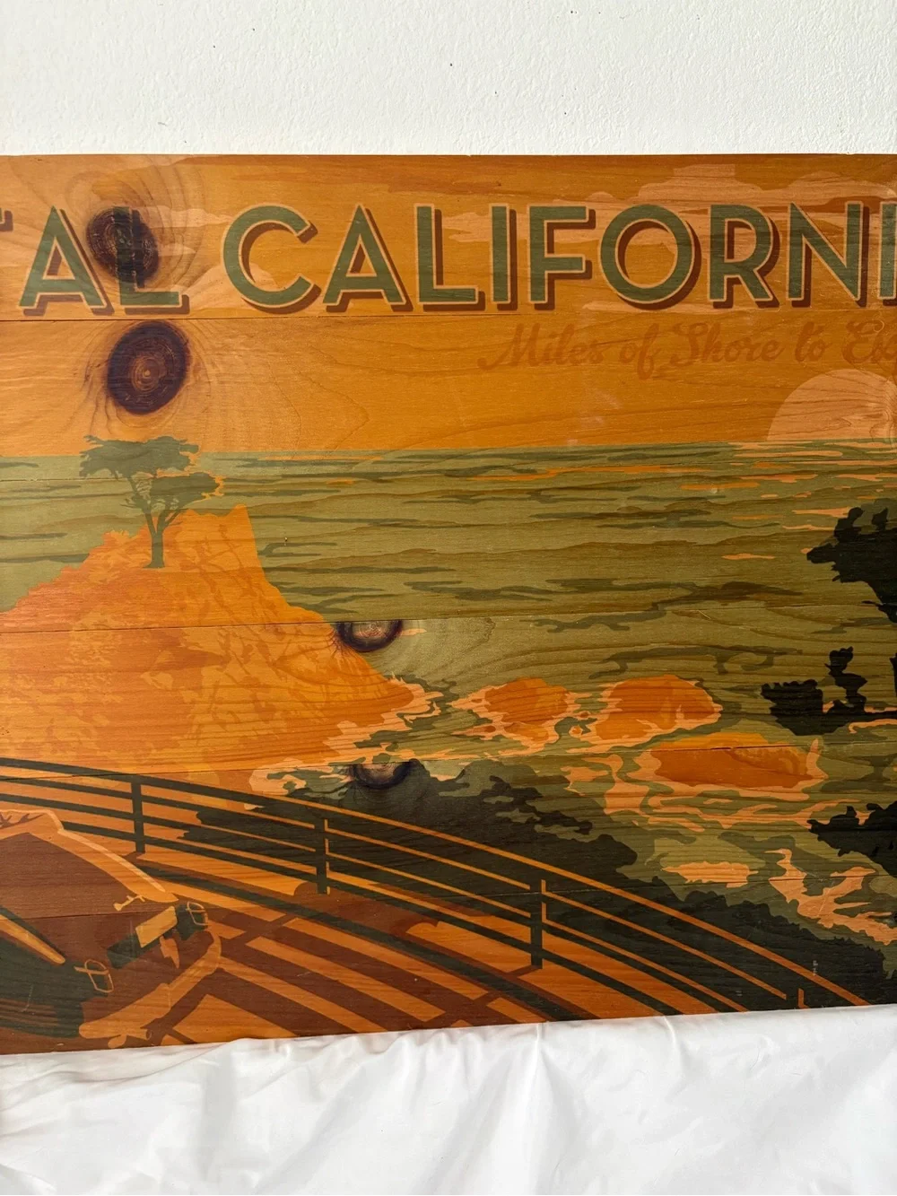 California coast printed wood wall sign plaque art home decor large size retro